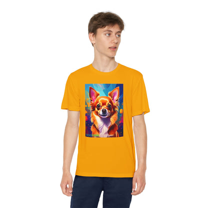 Pup Art Canvas - Kid's Sport Short Sleeve Tee (Chihuauha)