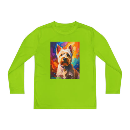 Pup Art Canvas - Kid's Sport Long Sleeve Tee  (West Highland White Terrier)