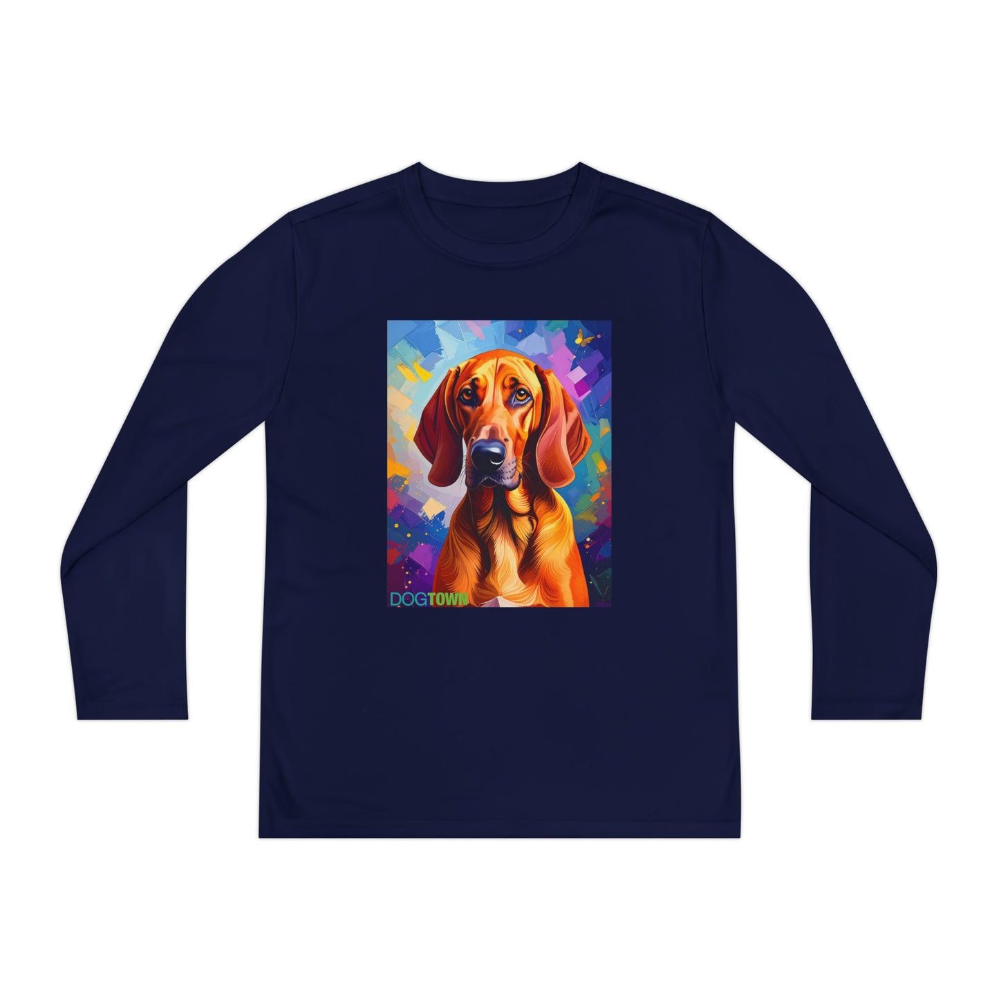Pup Art Canvas - Kid's Sport Long Sleeve Tee (Redbone Coonhound)
