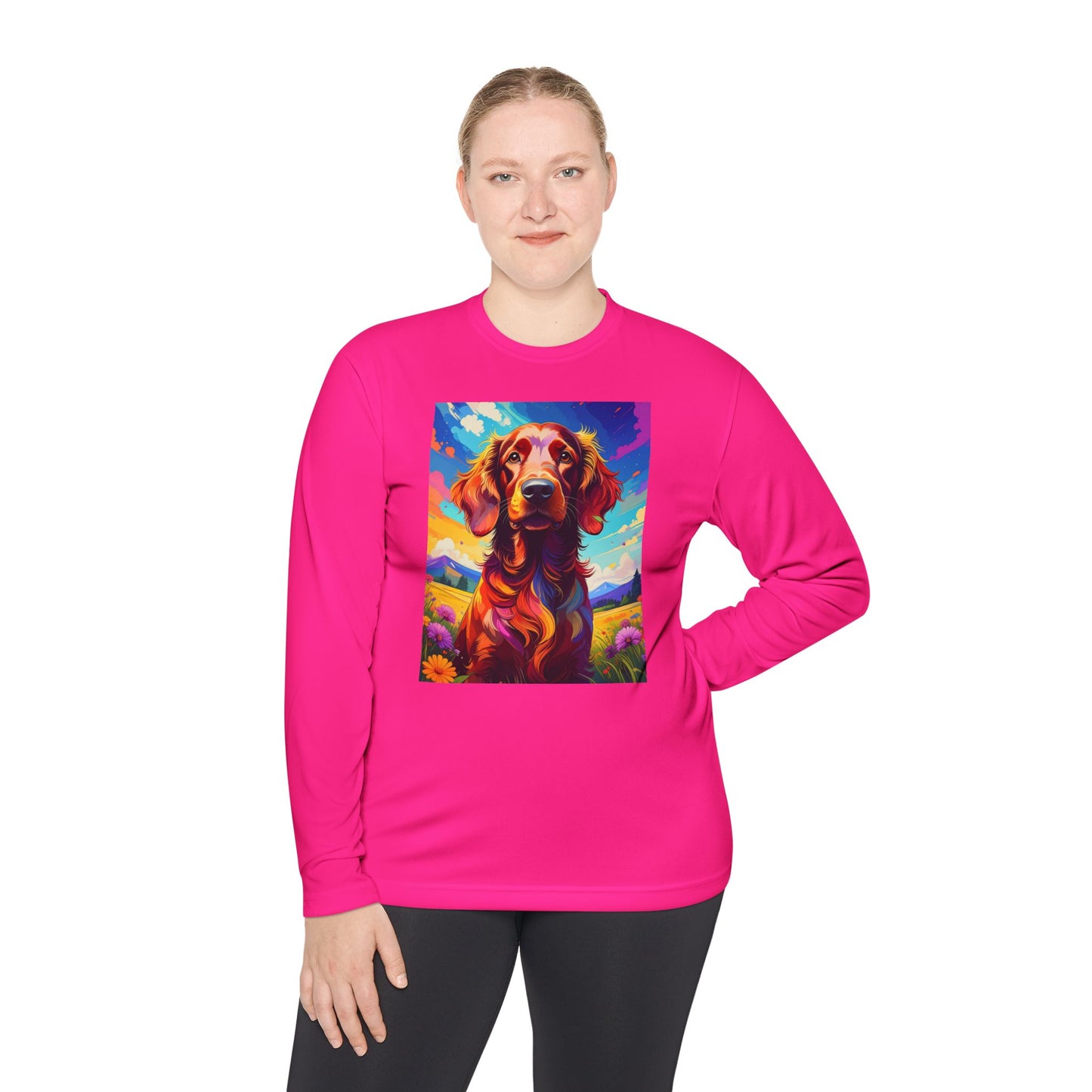 Pup Art Canvas Sport Long Sleeve Tee (Irish Setter)