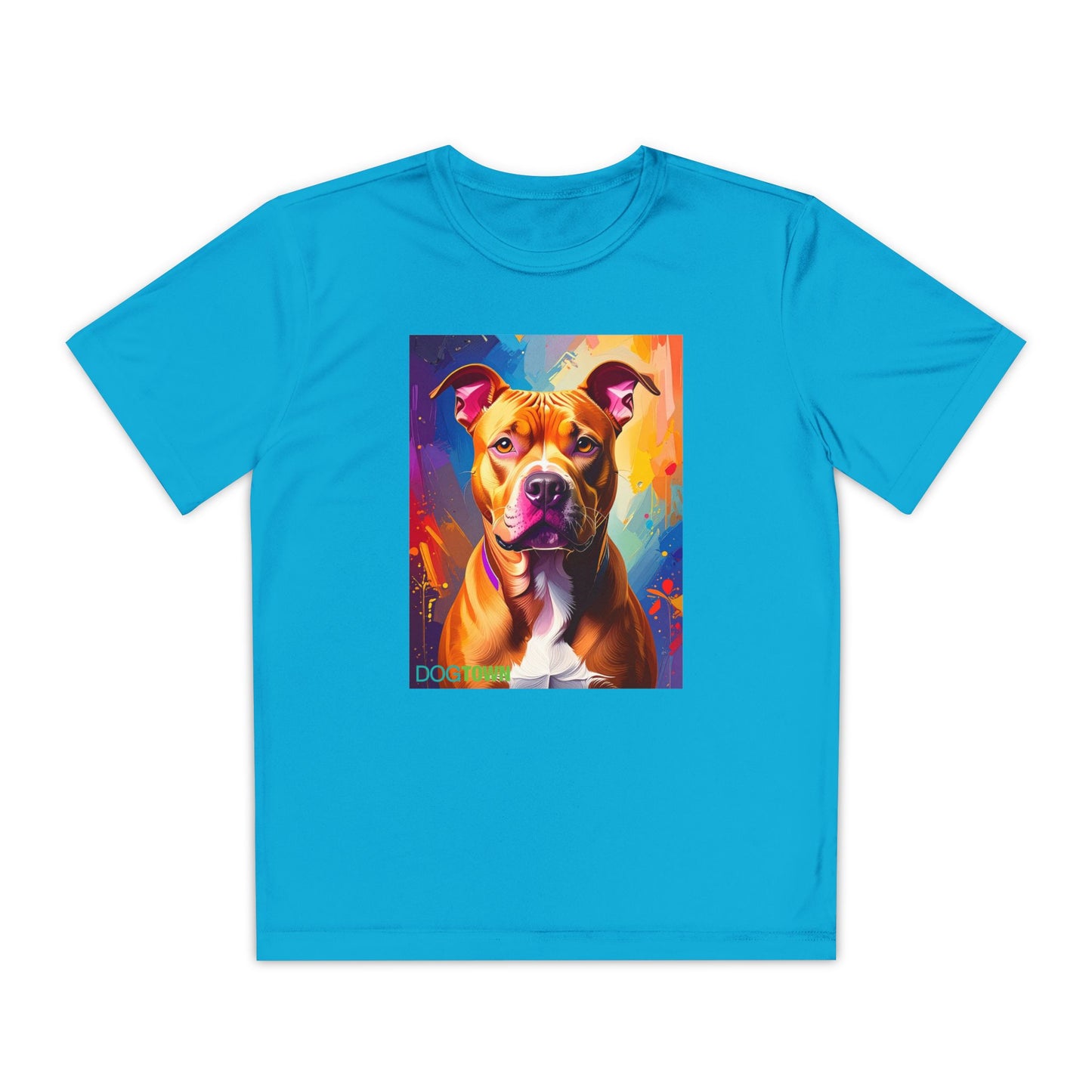 Pup Art Canvas - Kid's Sport Short Sleeve Tee (Pit Bull)