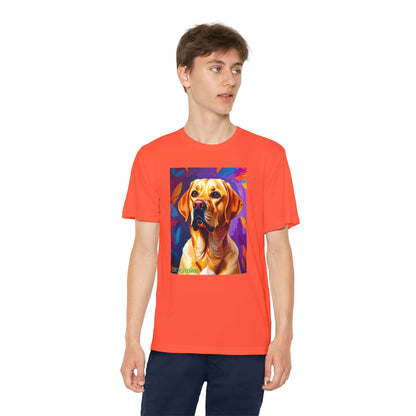 Pup Art Canvas - Kid's Sport Short Sleeve Tee (Yellow Lab)