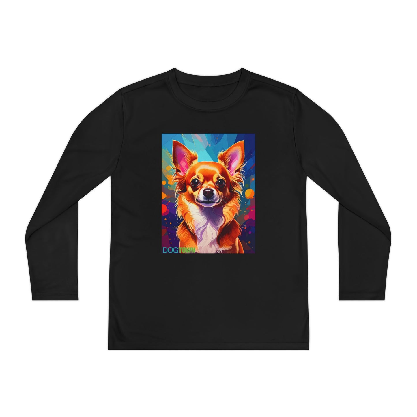 Pup Art Canvas - Kid's Sport Long Sleeve Tee (Chihuahua)