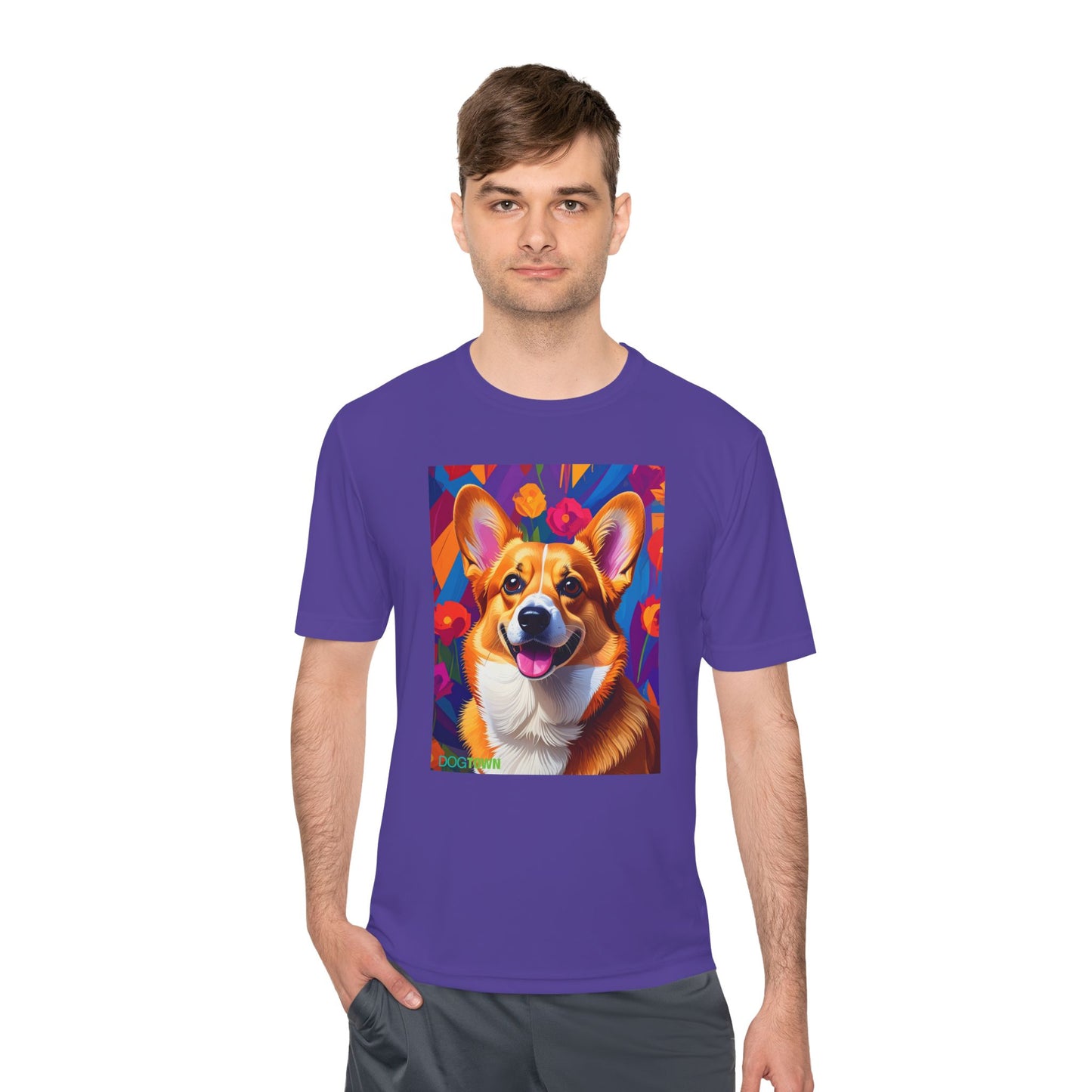 Pup Art Canvas Unisex Moisture Wicking Tee (Corgi)