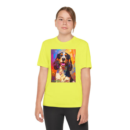 Pup Art Canvas - Kid's Sport Short Sleeve Tee (English Springer Spaniel)