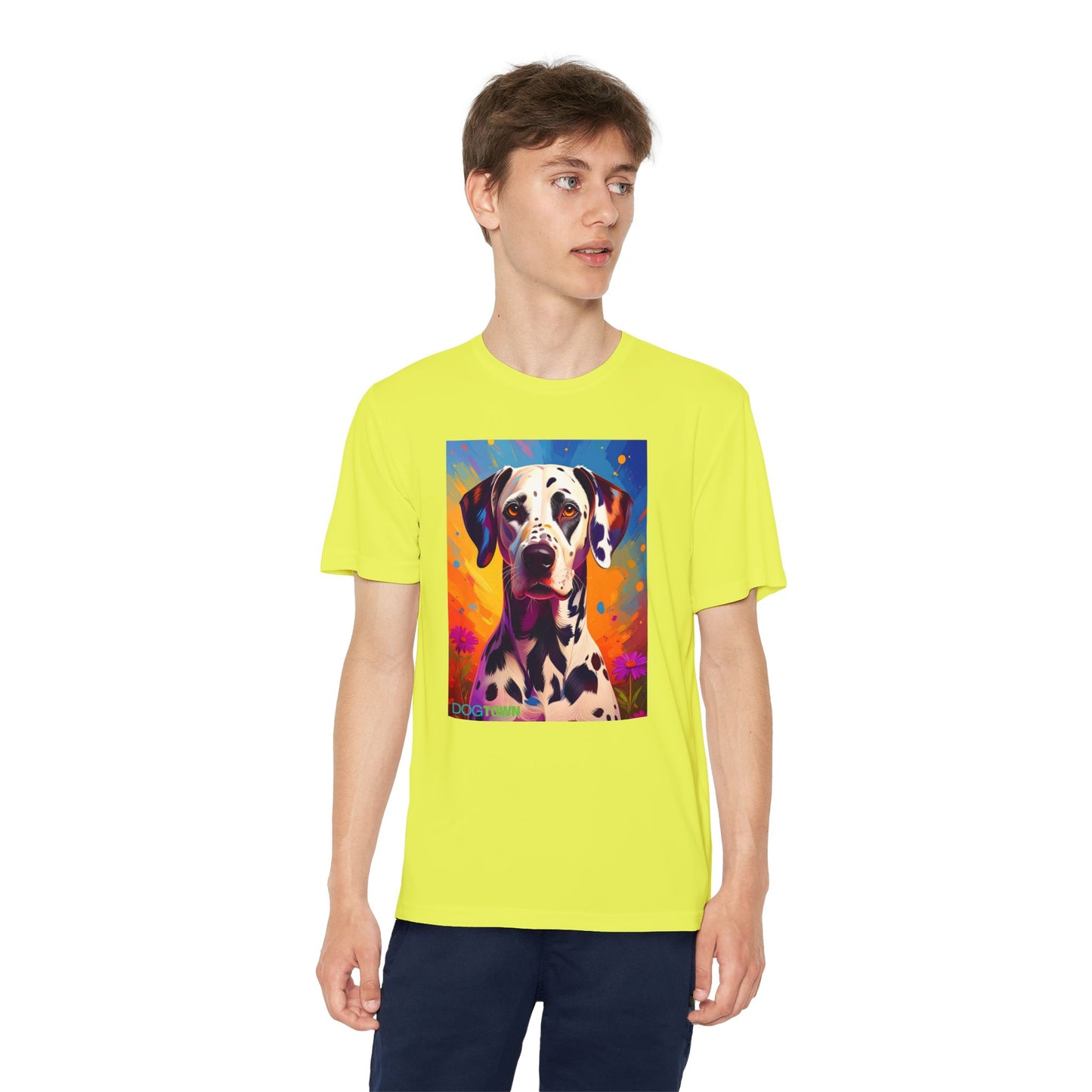 Pup Art Canvas - Kid's Sport Short Sleeve Tee (Dalmatian)