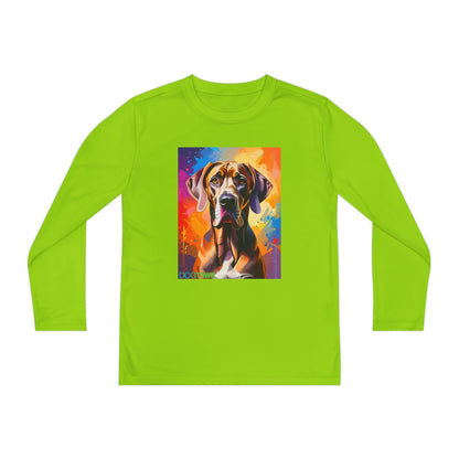 Pup Art Canvas - Kid's Sport Long Sleeve Tee (Great Dane)