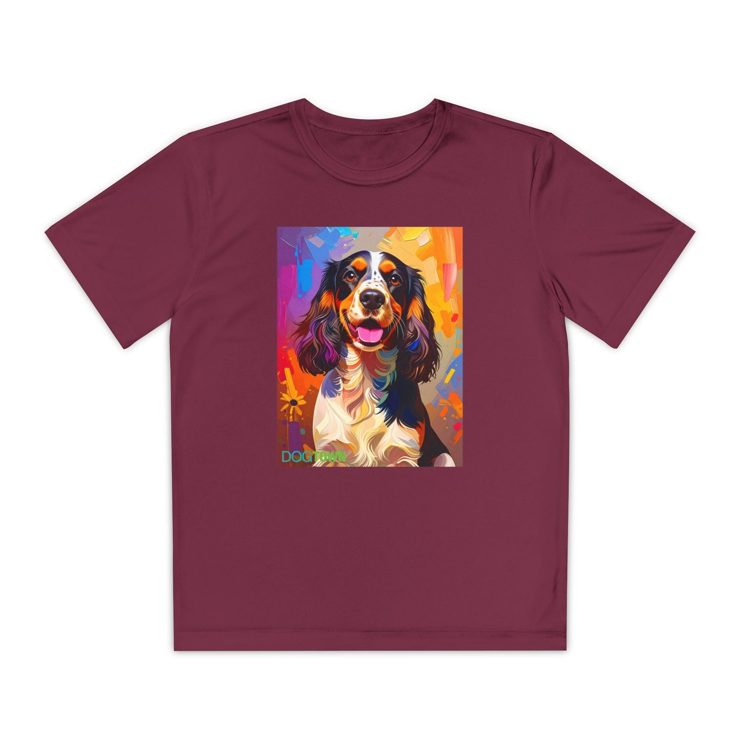 Pup Art Canvas - Kid's Sport Short Sleeve Tee (English Springer Spaniel)