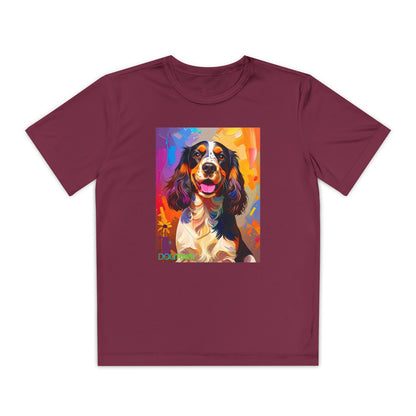 Pup Art Canvas - Kid's Sport Short Sleeve Tee (English Springer Spaniel)