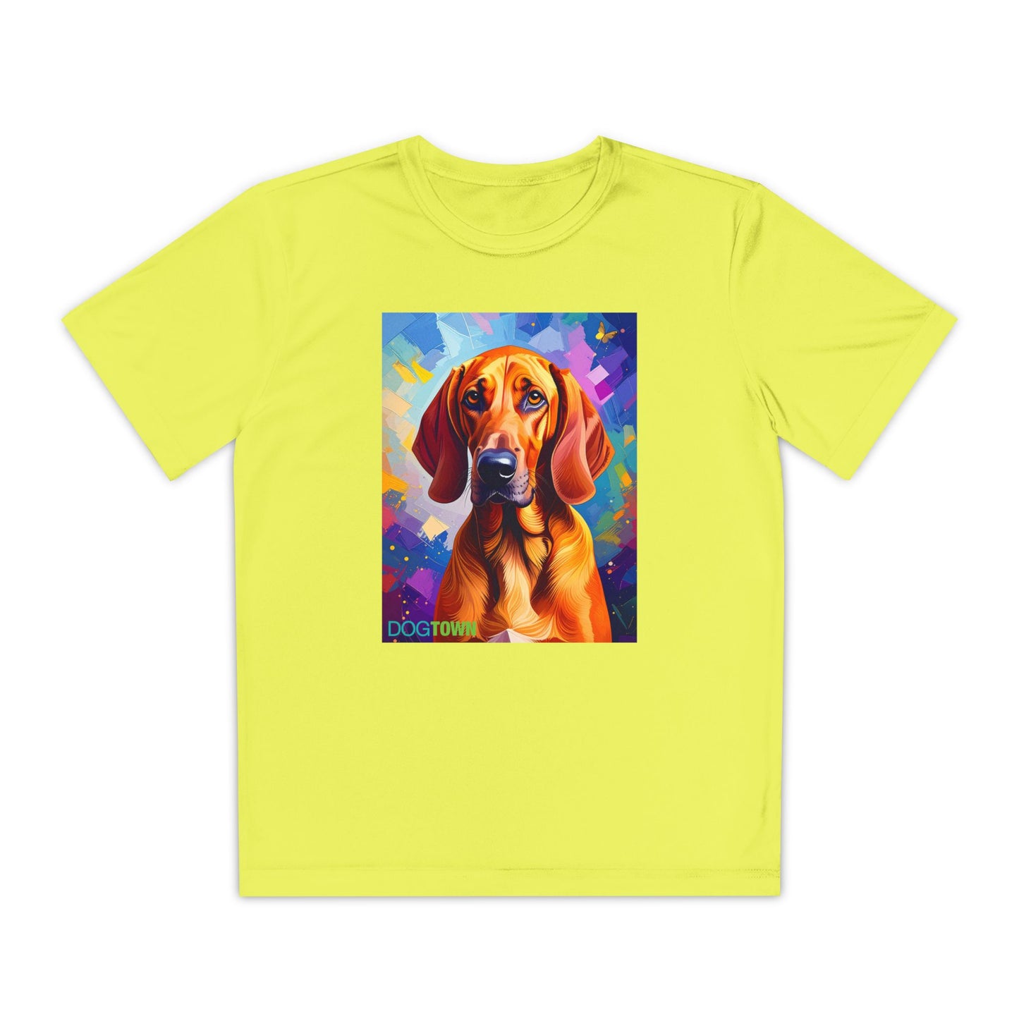 Pup Art Canvas - Kid's Sport Short Sleeve Tee (Redbone Coonhound)
