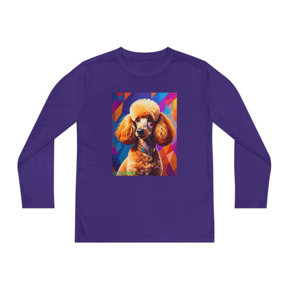 Pup Art Canvas - Kid's Sport Long Sleeve Tee (Toy Poodle)