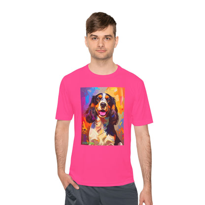 Pup Art Canvas Unisex Moisture Wicking Tee (English Springer Spaniel - 1)