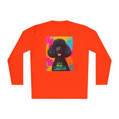 Dogtown Fur Stylist Groomer Long Sleeve Shirt (Colorful with Black Poodle)