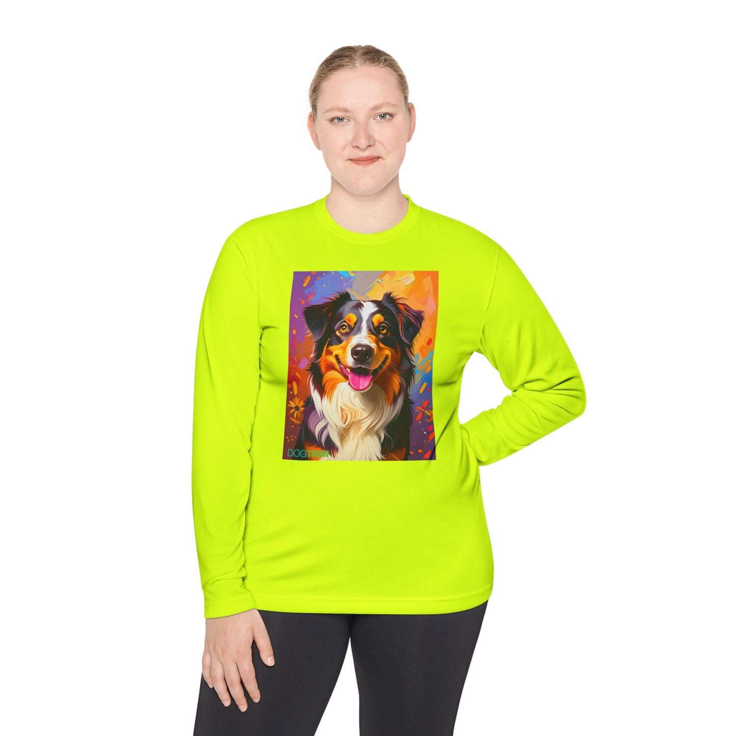 Pup Art Canvas Sport Long Sleeve Tee (Australian Shepherd)