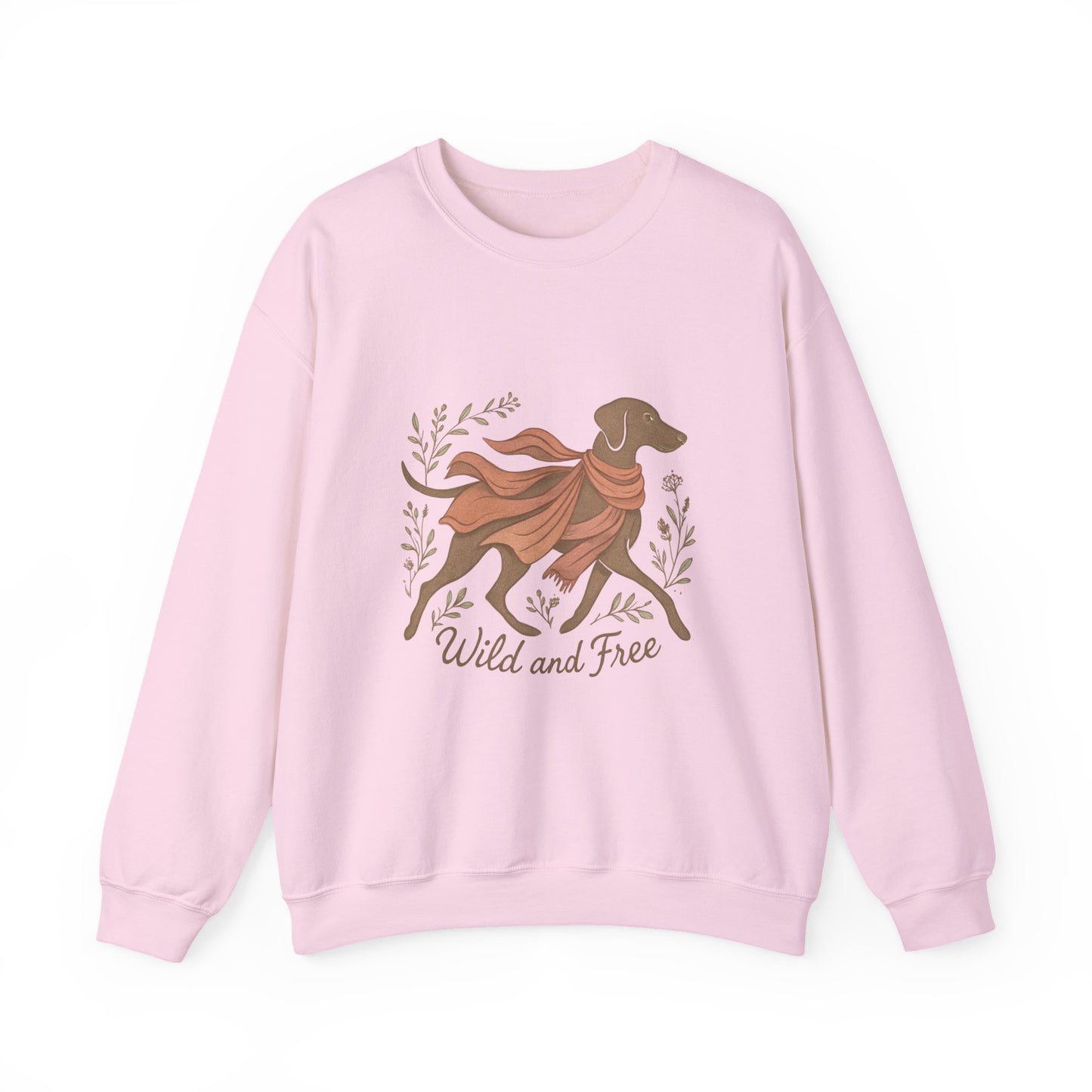Dogtown Boho Revival "Wild and Free" Unisex Heavy Blend™ Crewneck Sweatshirt (Weimaraner)