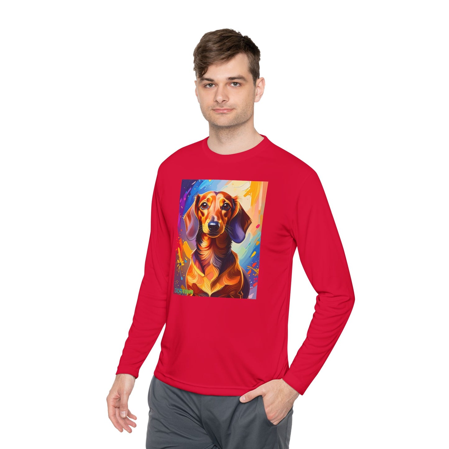 Pup Art Canvas Sport Long Sleeve Tee (Dachshund)