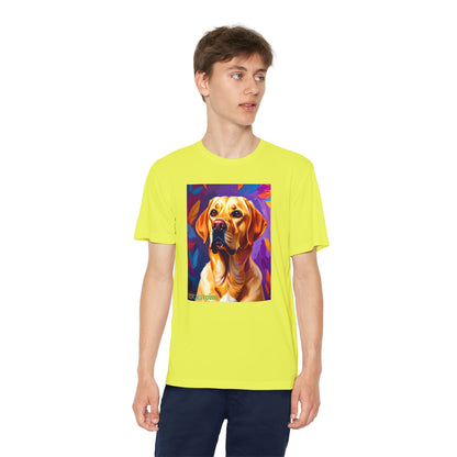 Pup Art Canvas - Kid's Sport Short Sleeve Tee (Yellow Lab)