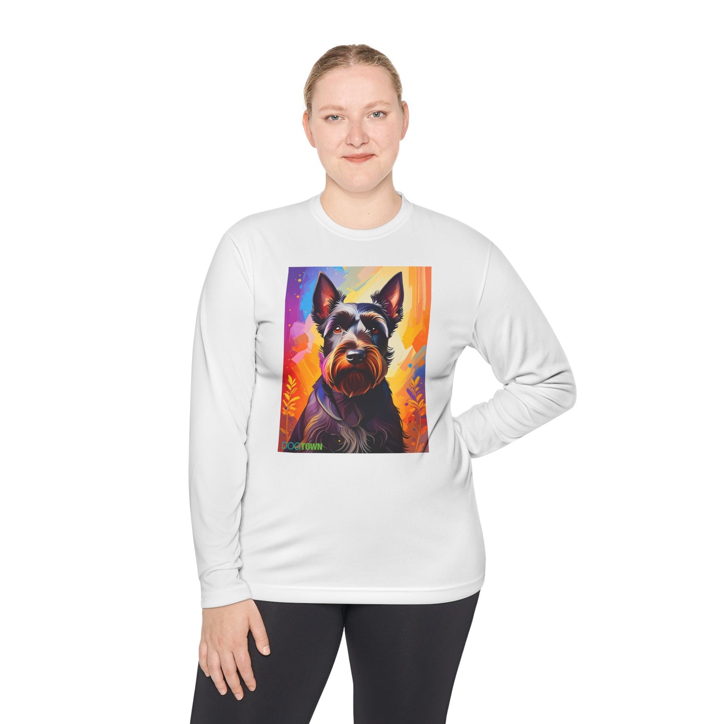 Pup Art Canvas Sport Long Sleeve Tee (Scottish Terrier)
