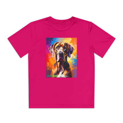 Pup Art Canvas - Kid's Sport Short Sleeve Tee (Great Dane)