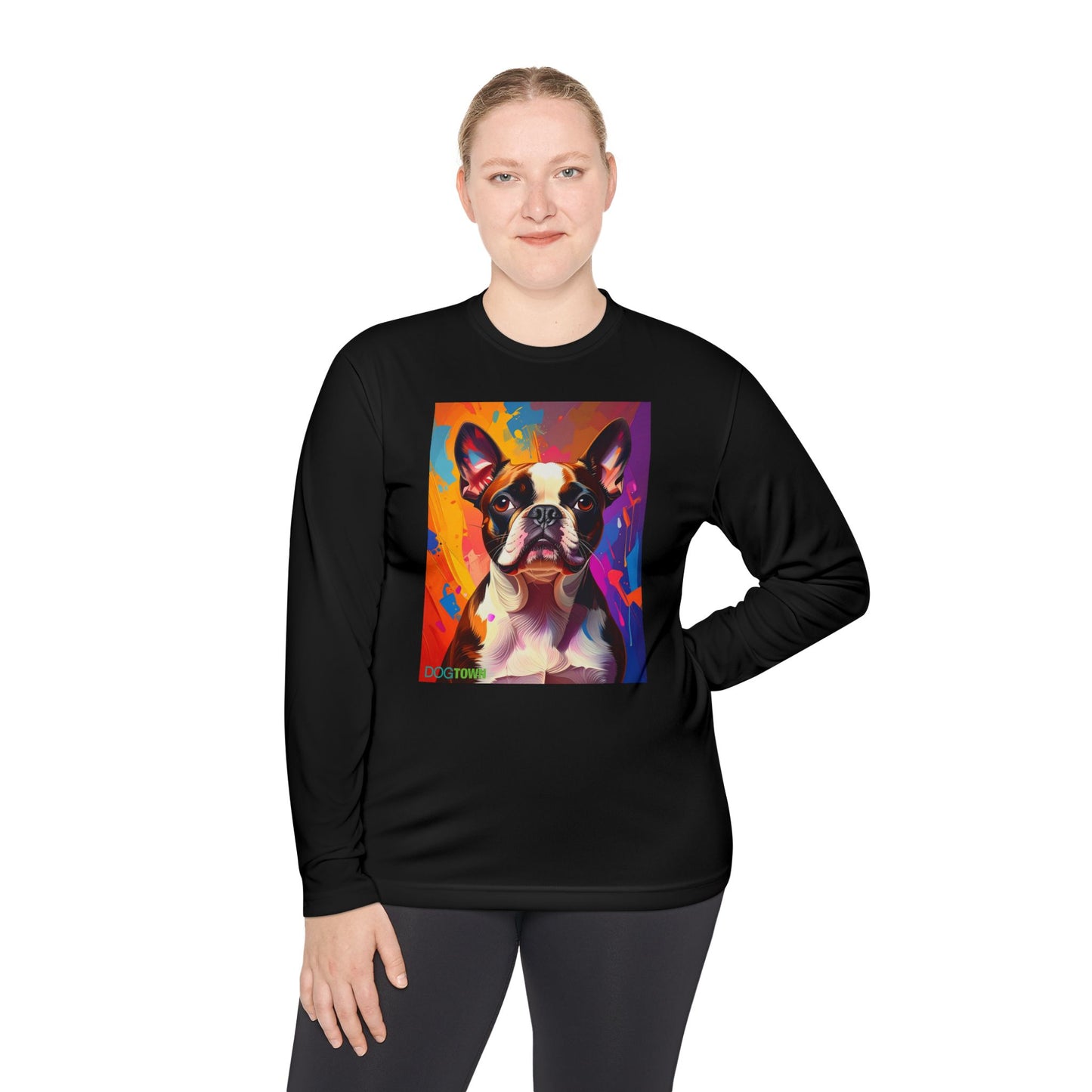 Pup Art Canvas Sport Long Sleeve Tee (Boston Terrier)