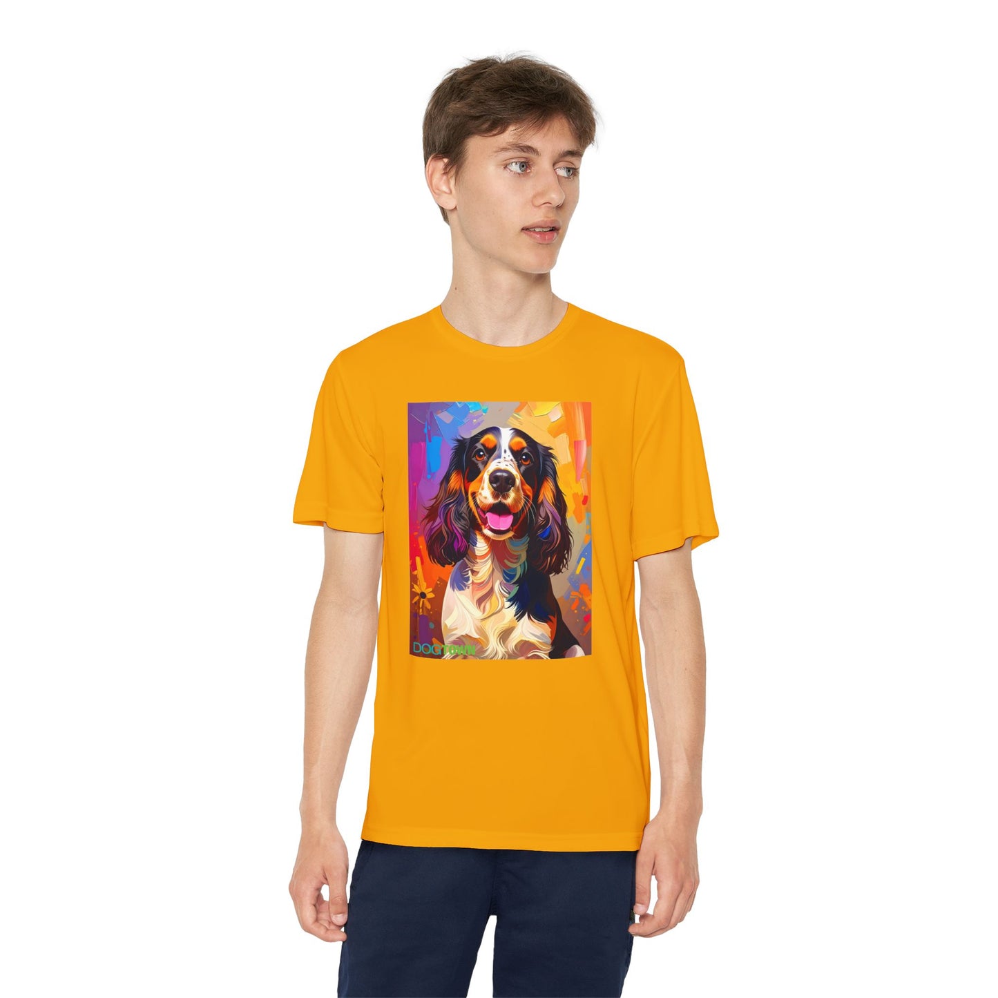 Pup Art Canvas - Kid's Sport Short Sleeve Tee (English Springer Spaniel)