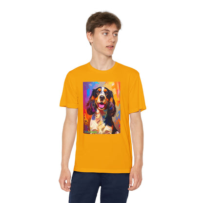 Pup Art Canvas - Kid's Sport Short Sleeve Tee (English Springer Spaniel)