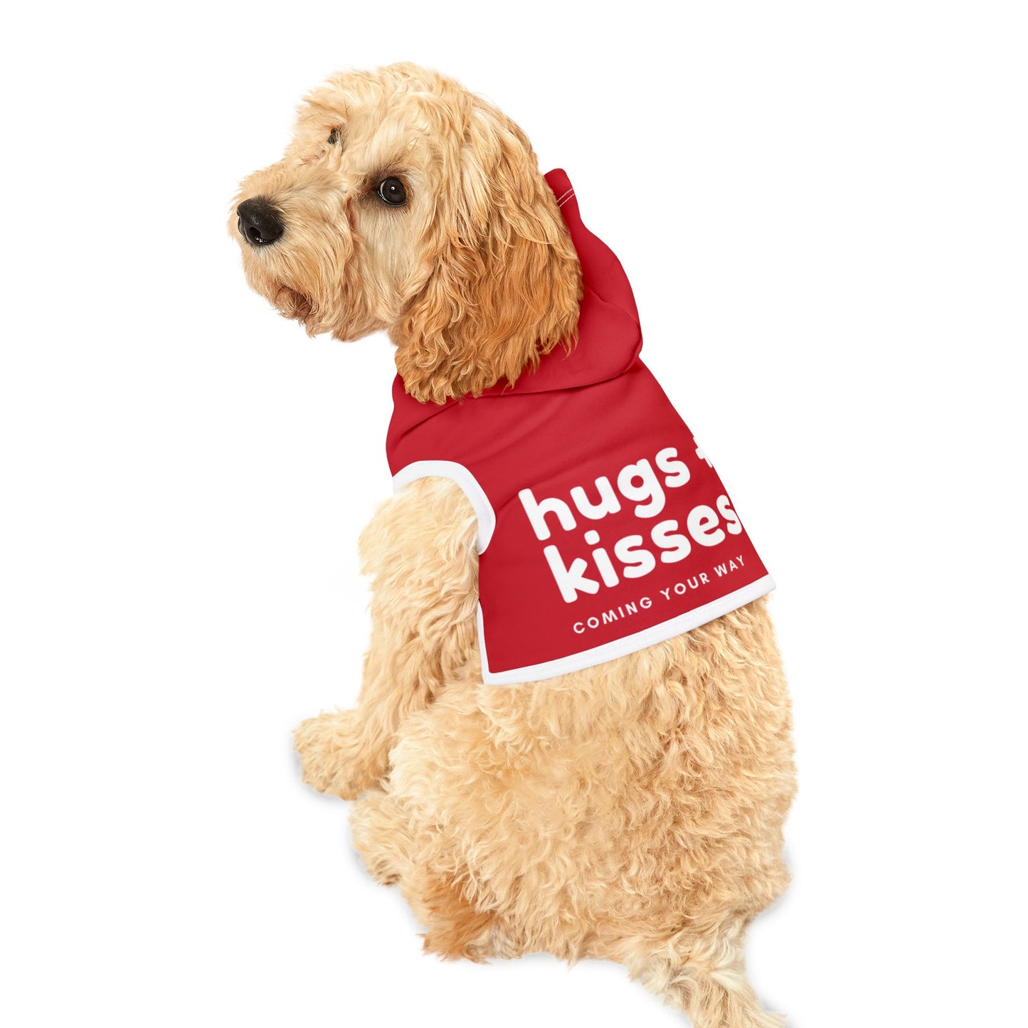 Valentine's Day Pet Hoodie "Hugs and Kisses Coming Your Way" Typography