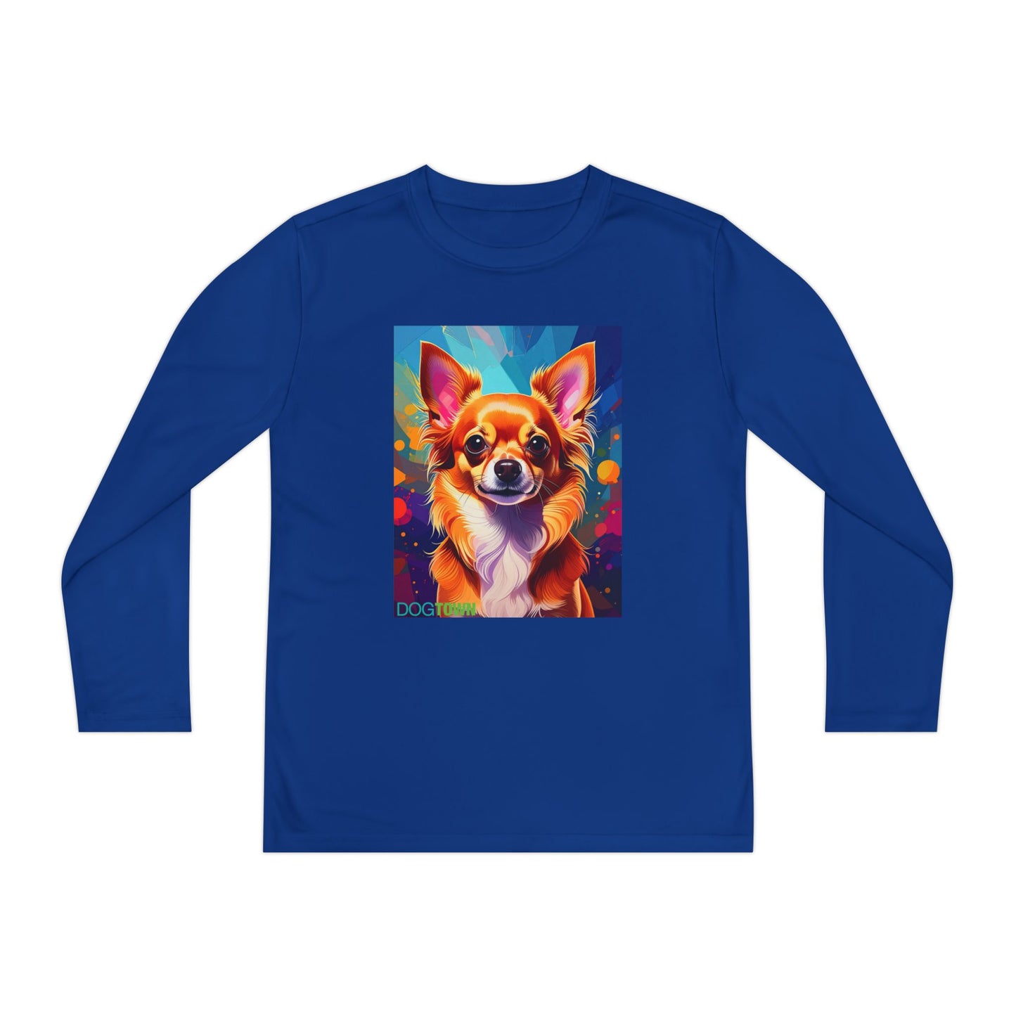 Pup Art Canvas - Kid's Sport Long Sleeve Tee (Chihuahua)