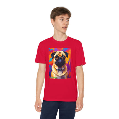 Pup Art Canvas - Kid's Sport Short Sleeve Tee (Pug)