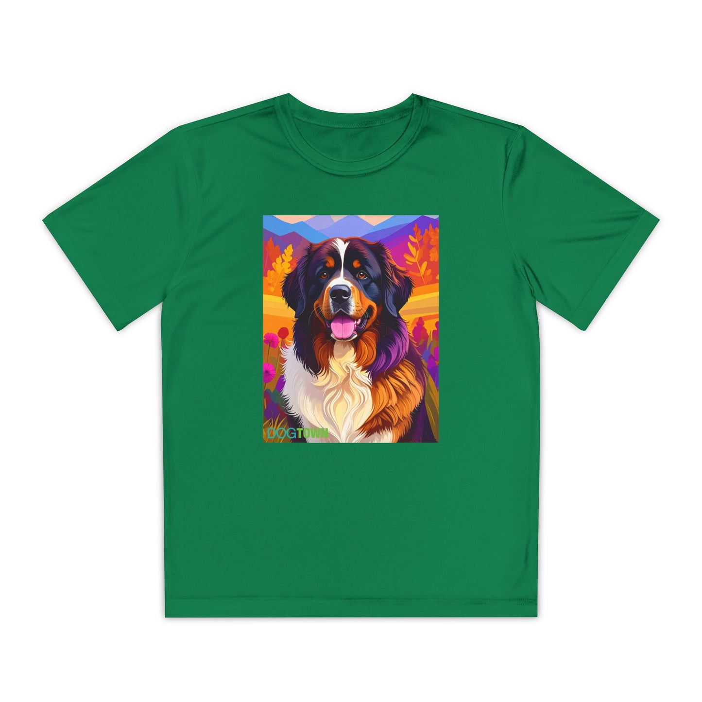 Pup Art Canvas - Kid's Sport Short Sleeve Tee (Bernese Mountain Dog)