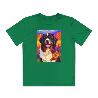 Pup Art Canvas - Kid's Sport Short Sleeve Tee (Bernese Mountain Dog)