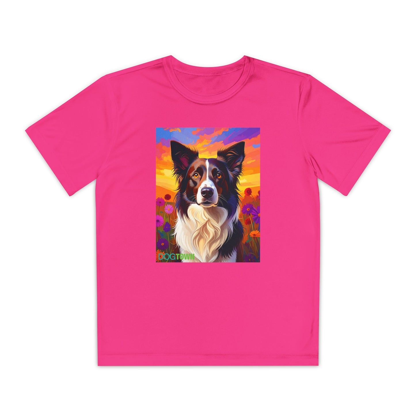 Pup Art Canvas - Kid's Sport Short Sleeve Tee (Border Collie)
