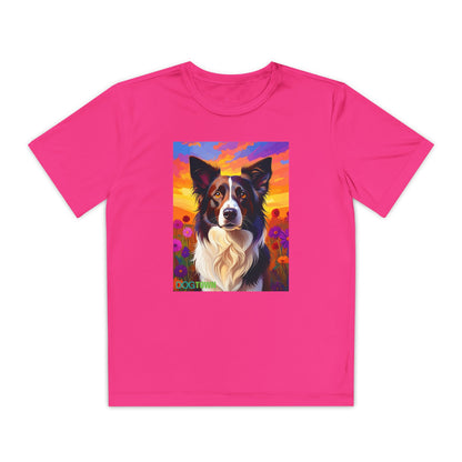 Pup Art Canvas - Kid's Sport Short Sleeve Tee (Border Collie)