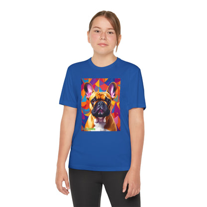 Pup Art Canvas - Kid's Sport Short Sleeve Tee (French Bulldog)