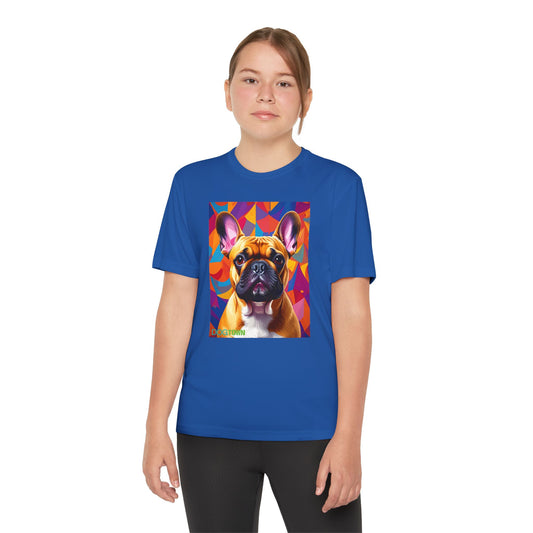Pup Art Canvas - Kid's Sport Short Sleeve Tee (French Bulldog)