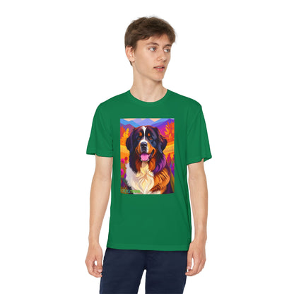 Pup Art Canvas - Kid's Sport Short Sleeve Tee (Bernese Mountain Dog)