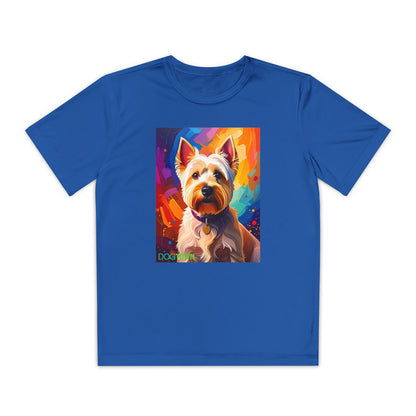 Pup Art Canvas - Kid's Sport Short Sleeve Tee (West Highland White Terrier)