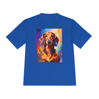 Pup Art Canvas Unisex Moisture Wicking Tee (Dachshund)