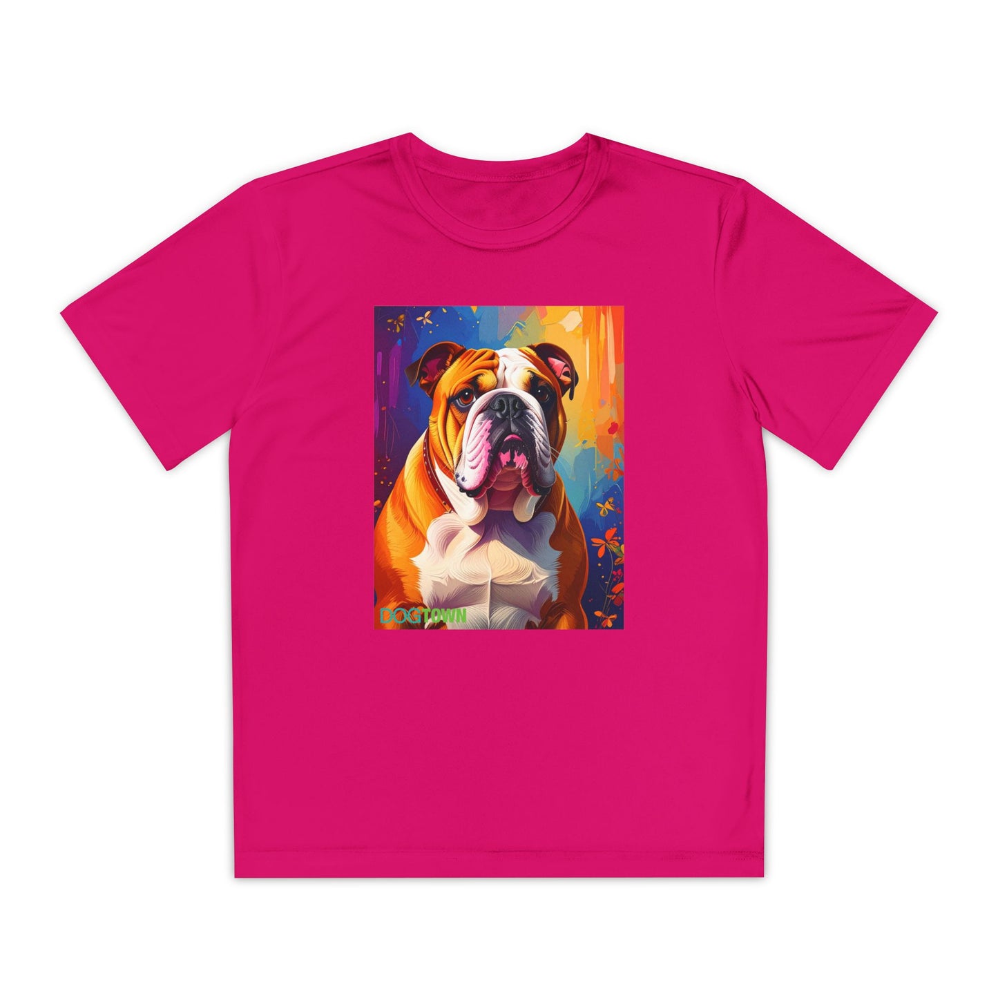 Pup Art Canvas - Kid's Sport Short Sleeve Tee (English Bulldog)