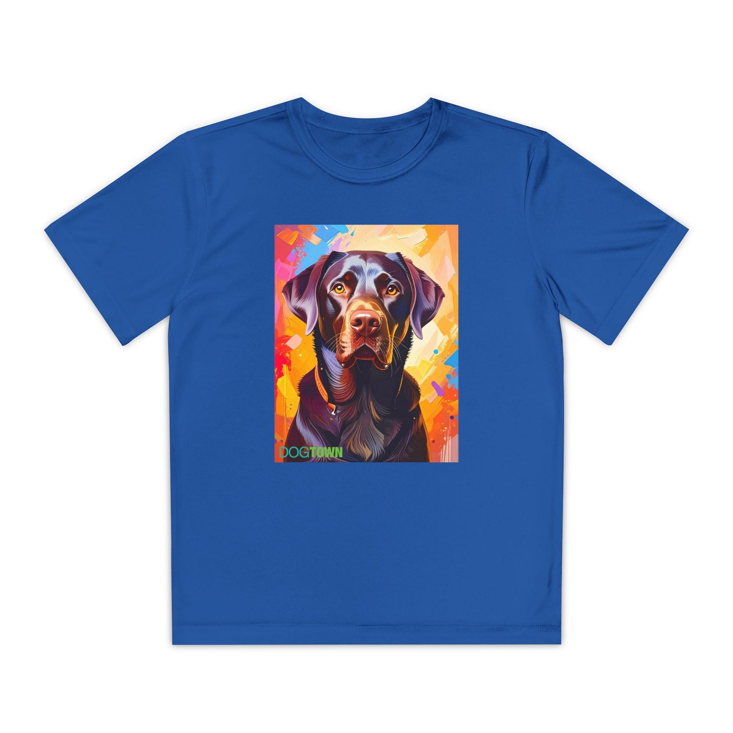 Pup Art Canvas - Kid's Sport Short Sleeve Tee (Chocolate Lab)