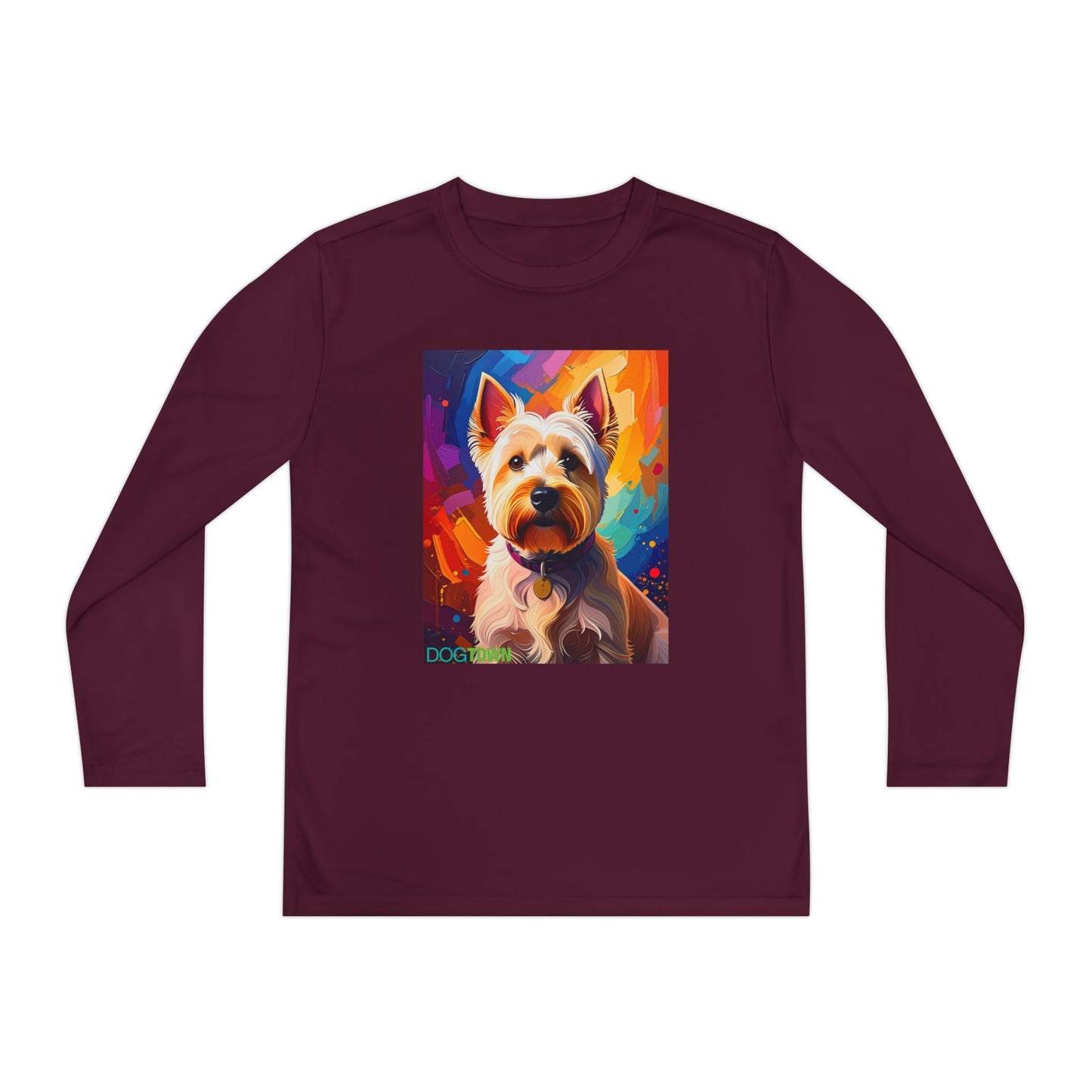 Pup Art Canvas - Kid's Sport Long Sleeve Tee  (West Highland White Terrier)