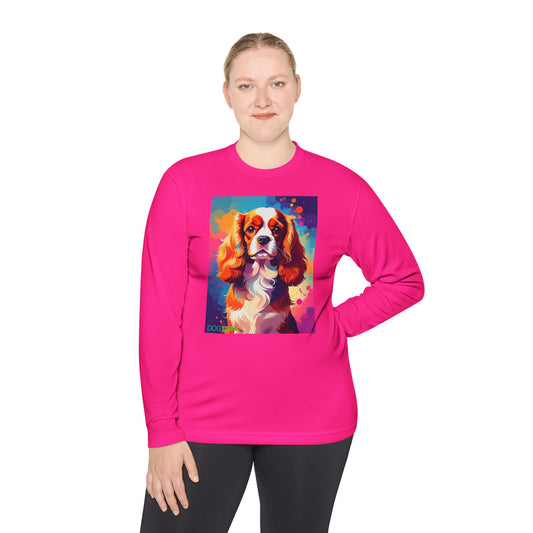 Pup Art Canvas Sport Long Sleeve Tee (Cavalier King Charles Spaniel)