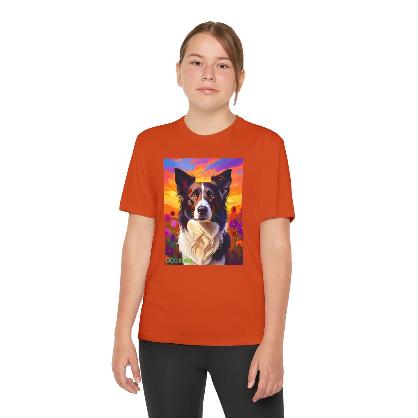 Pup Art Canvas - Kid's Sport Short Sleeve Tee (Border Collie)
