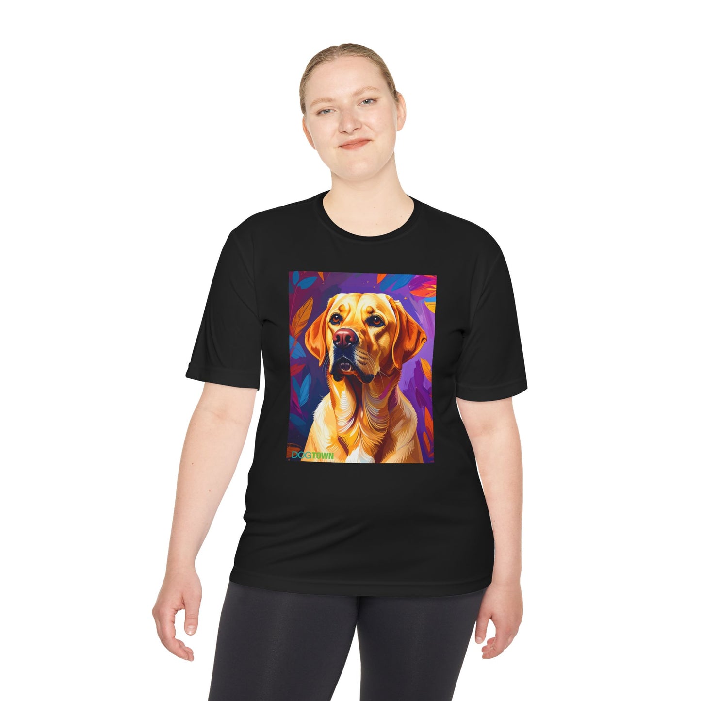 Pup Art Canvas Unisex Moisture Wicking Tee (Yellow Lab)