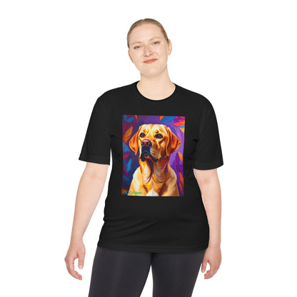Pup Art Canvas Unisex Moisture Wicking Tee (Yellow Lab)