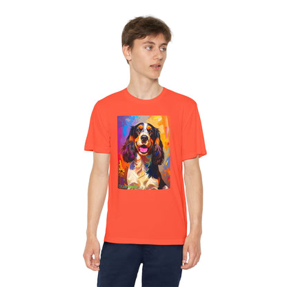 Pup Art Canvas - Kid's Sport Short Sleeve Tee (English Springer Spaniel)