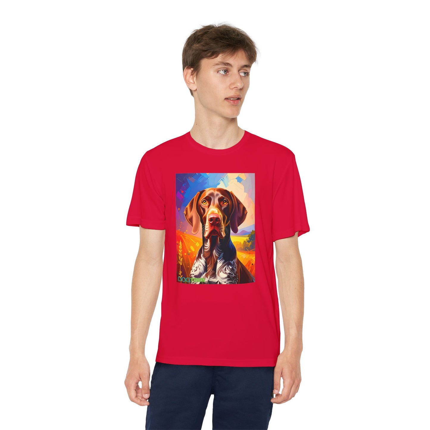 Pup Art Canvas - Kid's Sport Short Sleeve Tee (German Shorthaired Pointer)