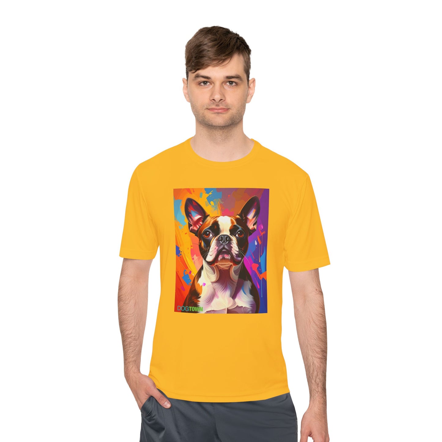 Pup Art Canvas Unisex Moisture Wicking Tee (Boston Terrier)