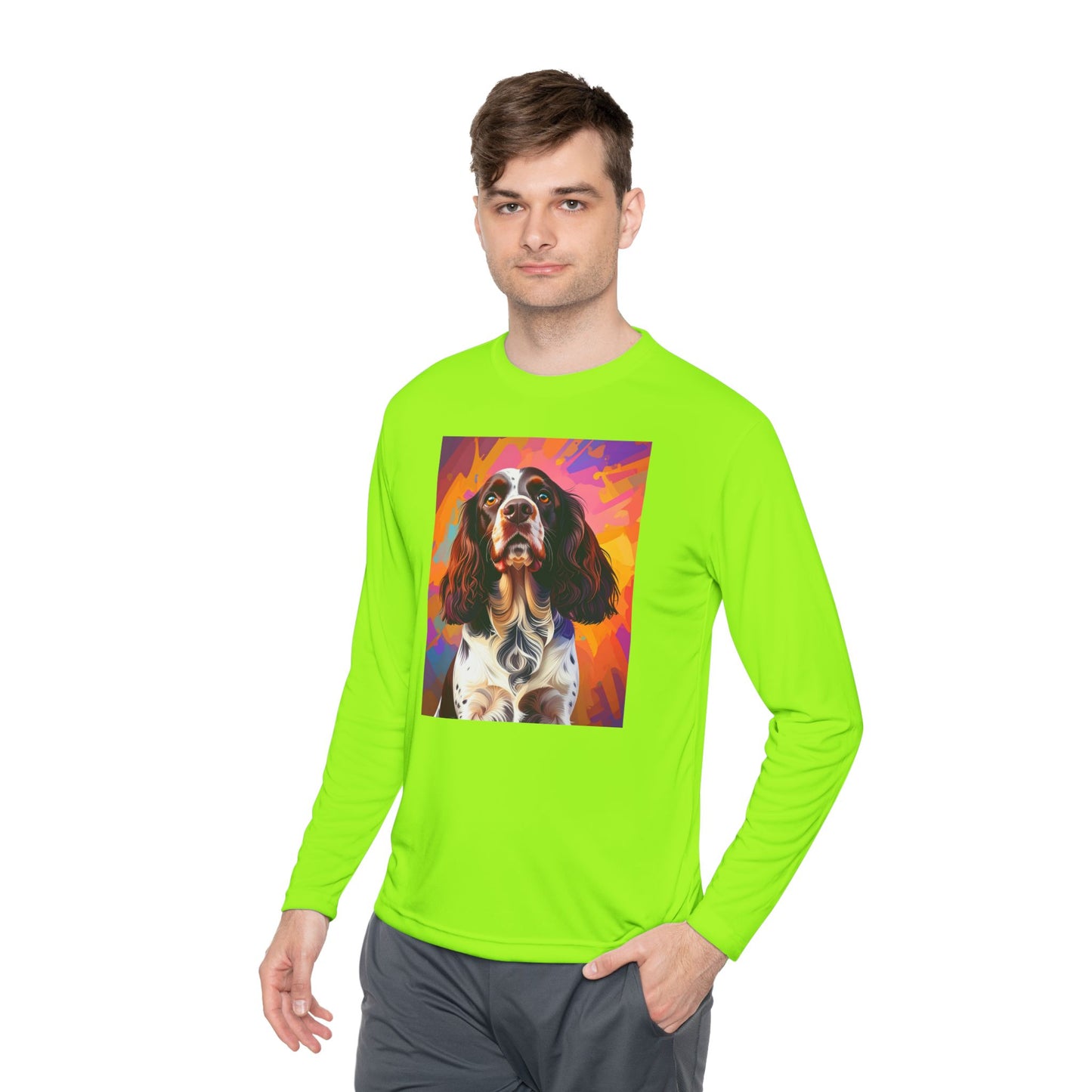 Pup Art Canvas Sport Long Sleeve Tee (English Springer Spaniel - 2)