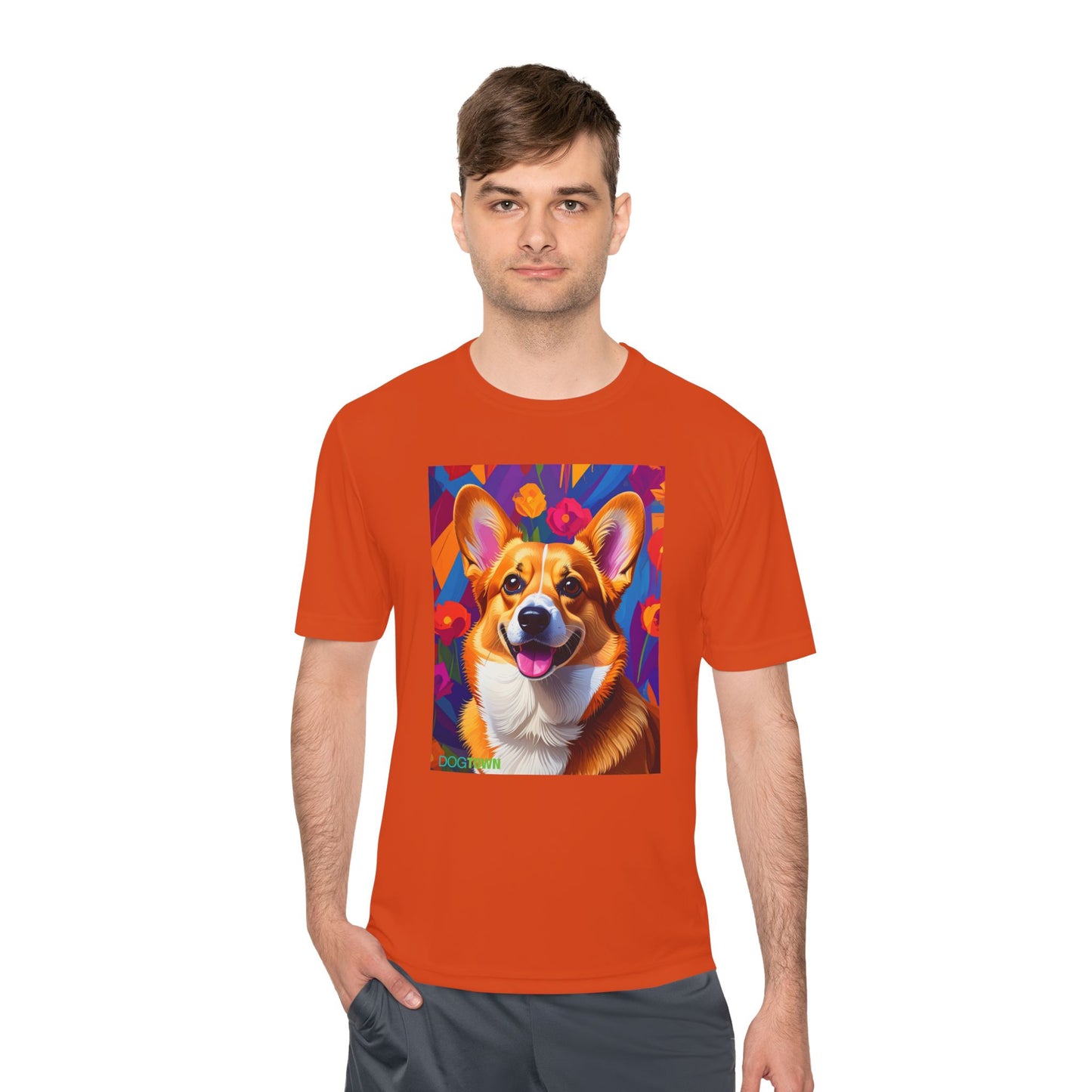 Pup Art Canvas Unisex Moisture Wicking Tee (Corgi)